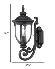 Matte Black Cast Aluminum Glass Lantern Wall Light