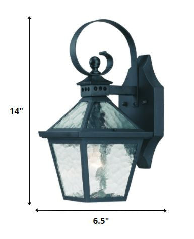 Two Light Matte Black Hammered Glass Wall Light