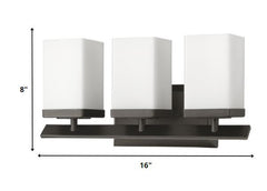 Three Light Bronze Frosted Glass Wall Sconce