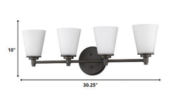 Four Light Bronze Wall Light with Frosted Glass Shade