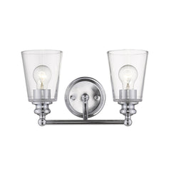 Two Light Silver Glass Shade Wall Sconce