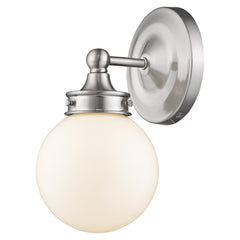 Silver Wall Sconce with Round Frosted Glass Shade