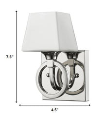 Silver Metal Wall Light with Frosted Glass Shade