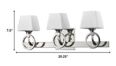 Josephine 3-Light Polished Nickel Vanity Light With Etched Glass Shades