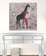 30" Exotic Pink Giraffes Canvas Wall Art