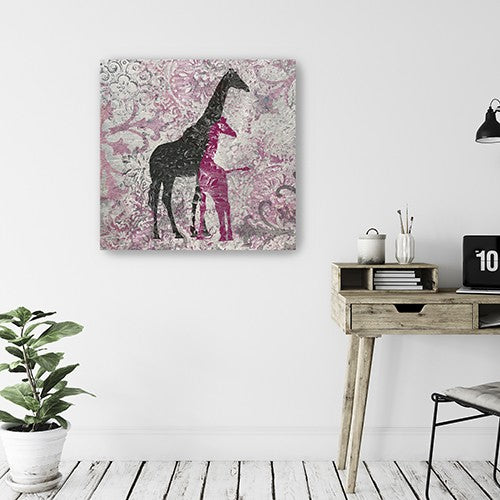 40" Exotic Pink Giraffes Canvas Wall Art