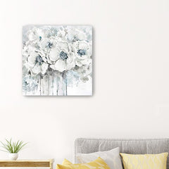 40" Winter Blues Flower Canvas Wall Art