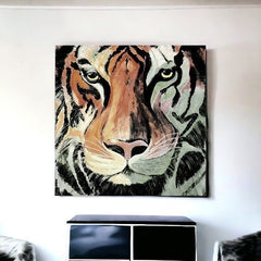 30" Staring Tiger Portrait Canvas Wall Art