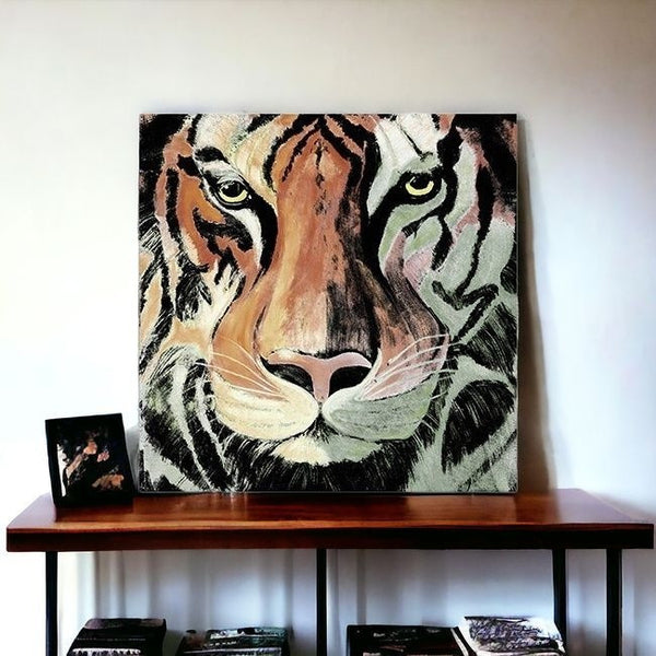40" Staring Tiger Portrait Canvas Wall Art