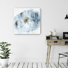 40" x 40" Watercolor Abstract Gray Blue Flower II Canvas Wall Art