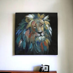 20" Painted Lion Portrait Canvas Wall Art