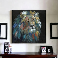 30" Painted Lion Portrait Canvas Wall Art