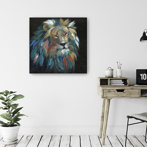 40" Painted Lion Portrait Canvas Wall Art