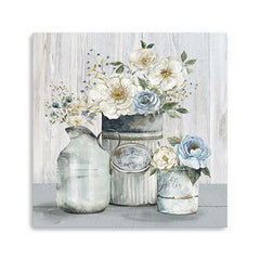 40" Rustic Grey Flowers Canvas Wall Art