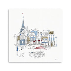 40" French Café with Red and Blue Accents Canvas Wall Art