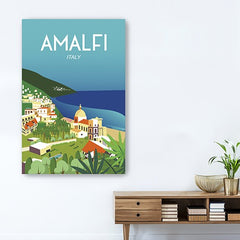 48" x 32" Vibrant Amalfi Coast Canvas Wall Art