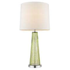 Chiara 1-Light Apple Green Glass And Polished Chrome Table Lamp With Off White Shantung Shade