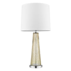 Chiara 1-Light Champagne Glass And Polished Chrome Table Lamp With Off White Shantung Shade