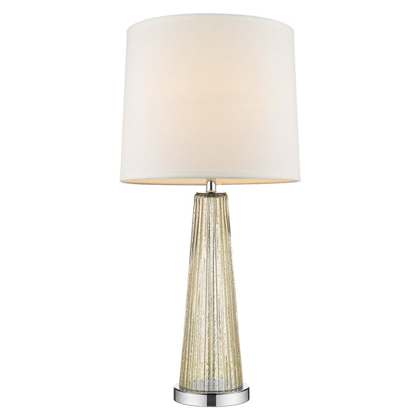 Chiara 1-Light Champagne Glass And Polished Chrome Table Lamp With Off White Shantung Shade
