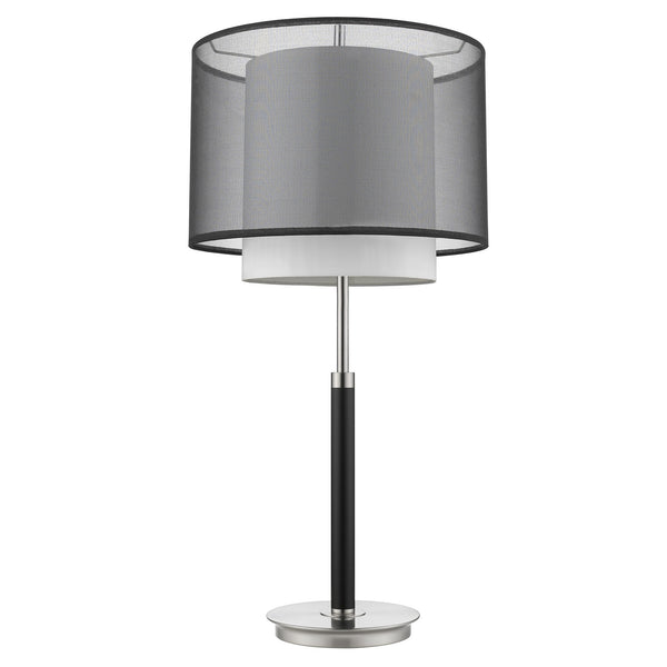 Roosevelt 1-Light Espresso And Brushed Nickel Table Lamp With Smoke Gray Shantung Two Tier Shade