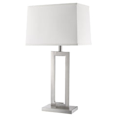 Riley 1-Light Brushed Nickel Table Lamp With Off White Shantung Shade