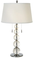 Palla 2-Light Crystal And Polished Chrome Table Lamp With White Linen Shade