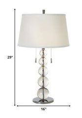 Palla 2-Light Crystal And Polished Chrome Table Lamp With White Linen Shade