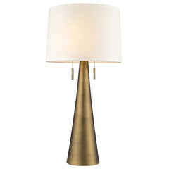 Muse 2-Light Hand Painted Antique Gold Table Lamp With Off White Shantung Shade