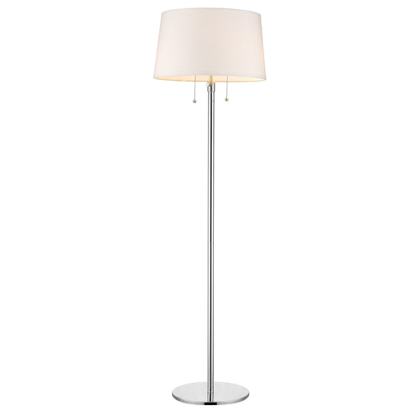 Urban Basic 2-Light Polished Chrome Adjustable Floor Lamp With Off White Linen Shade