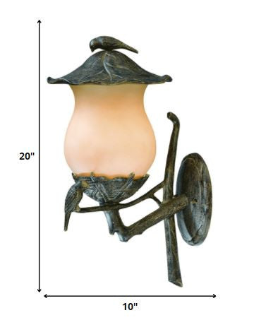 Avian 3-Light Black Coral Wall Light With Champagne Glass