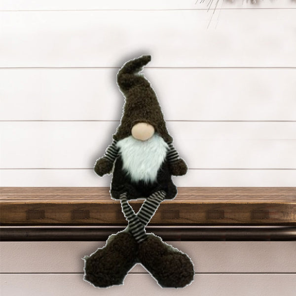 Fuzzy Black Sitting Gnome with Long Legs