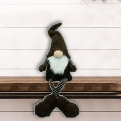 Fuzzy Black Sitting Gnome with Long Legs