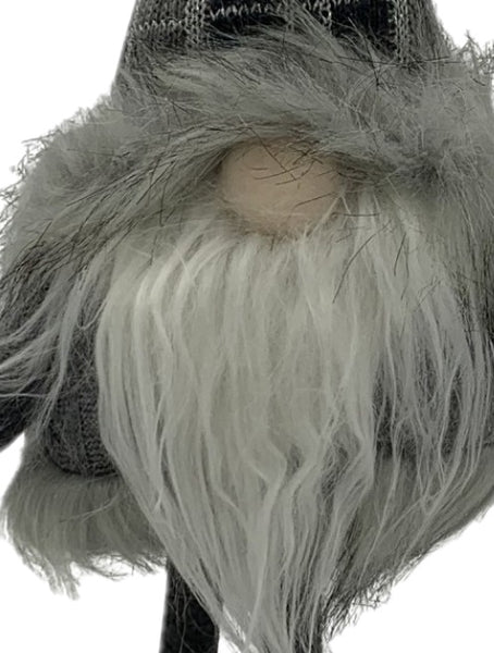 Grey and Black Plaid Standing Gnome
