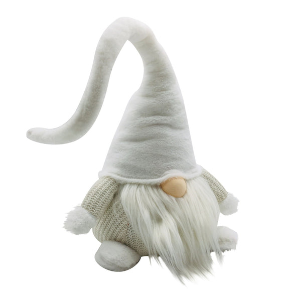 Creamy White Knitted Fabric Twisted Hat Gnome