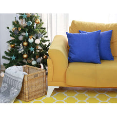 Set of 2 Cobalt Blue Modern Square Throw Pillows