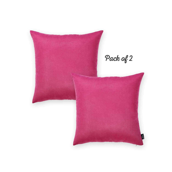 Set of 2 Fuchsia Pink Modern Square Throw Pillows
