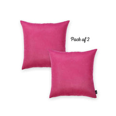 Set of 2 Fuchsia Pink Modern Square Throw Pillows