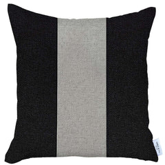 Black and White Centered Strap Throw Pillow
