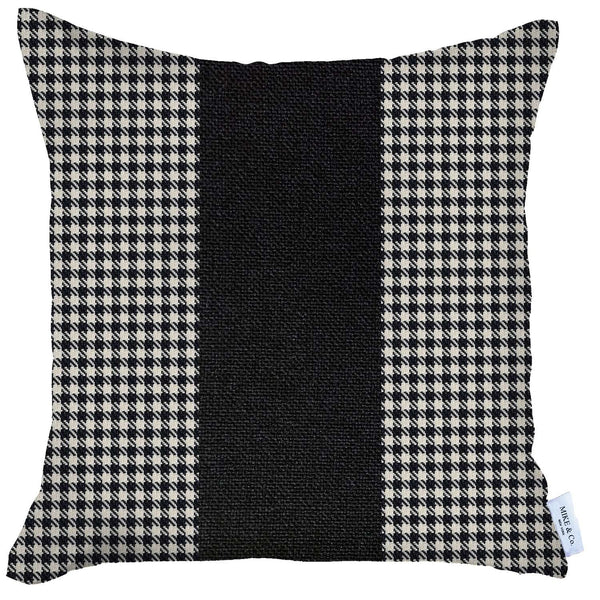 Black Houndstooth Decorative Throw Pillow