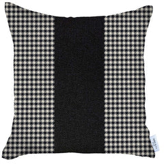 Black Houndstooth Decorative Throw Pillow