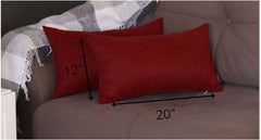 Set of 2 Maroon Red Modern Lumbar Throw Pillows