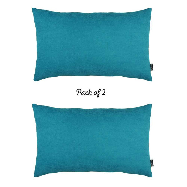 Set of 2 Teal Modern Lumbar Throw Pillows