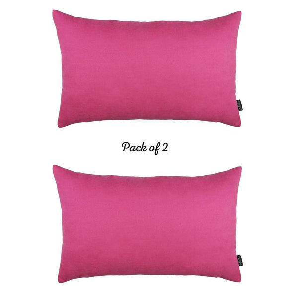 Set of 2 Fuchsia Pink Modern Lumbar Throw Pillows