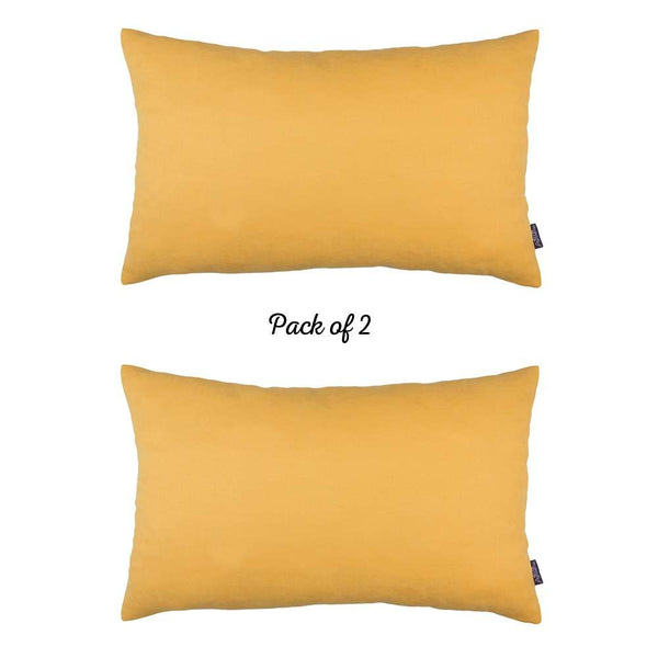 Set of 2 Yellow Modern Lumbar Throw Pillows