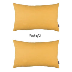 Set of 2 Yellow Modern Lumbar Throw Pillows