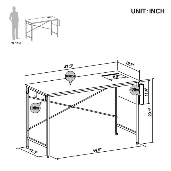 47" Modern Rustic Brown and Black Computer Desk