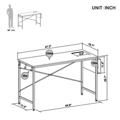 47" Modern Rustic Brown and Black Computer Desk