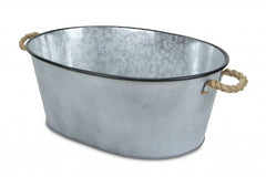 Farmhouse Silver Metal Bucket with Rope Handles