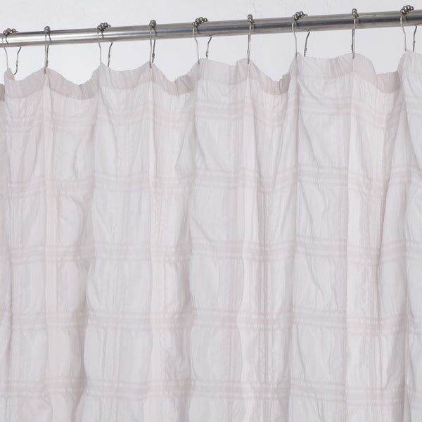 Pale Pink Modern Striped Crinkle Shower Curtain