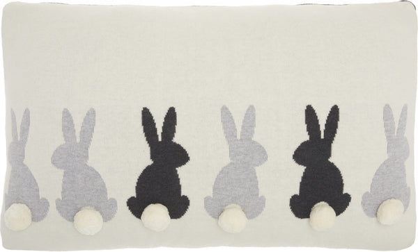 Long Ivory Bunny Rabbit Lumbar Pillow